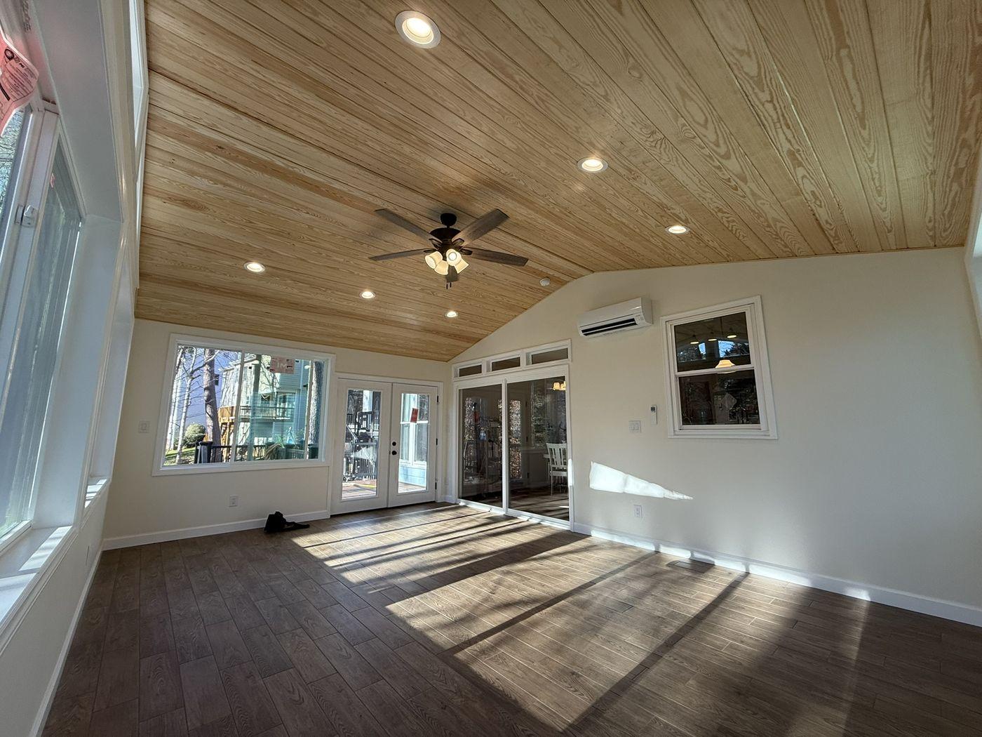 Completed sunroom interior, cleaned and ready for the final walk-through